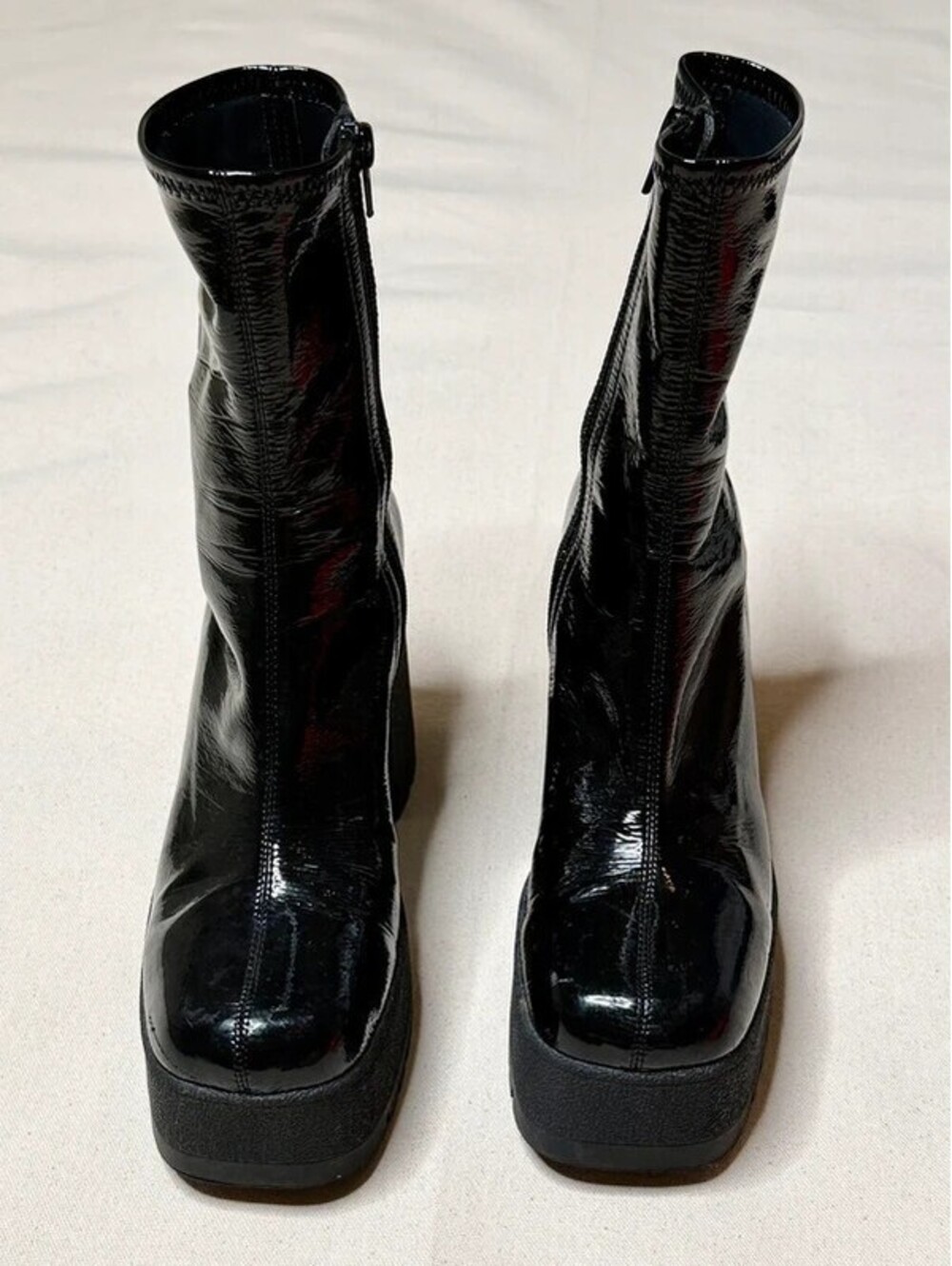 Jeffrey Campbell Refresh-L Black Crinkle Patent Platform Boots Size 8.5 - Picture 8 of 8